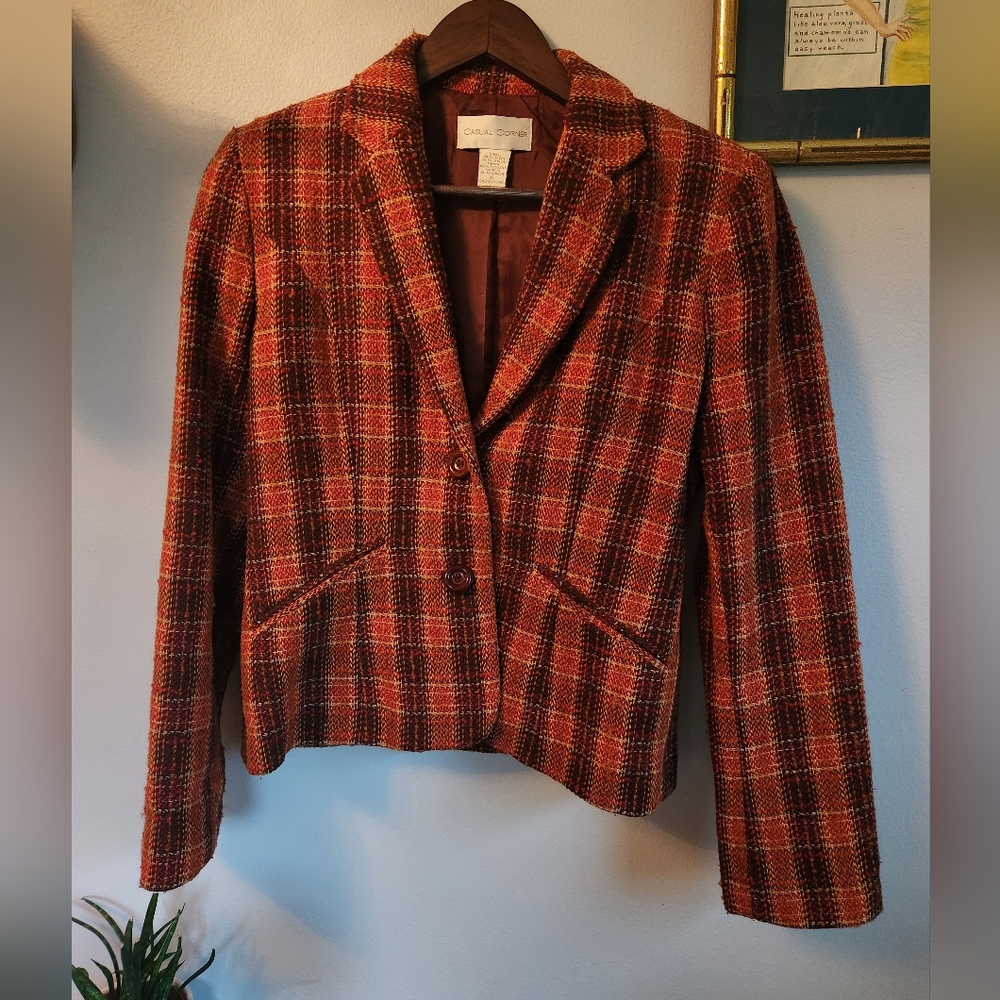 Orange and Brown Wool Womens Blazer